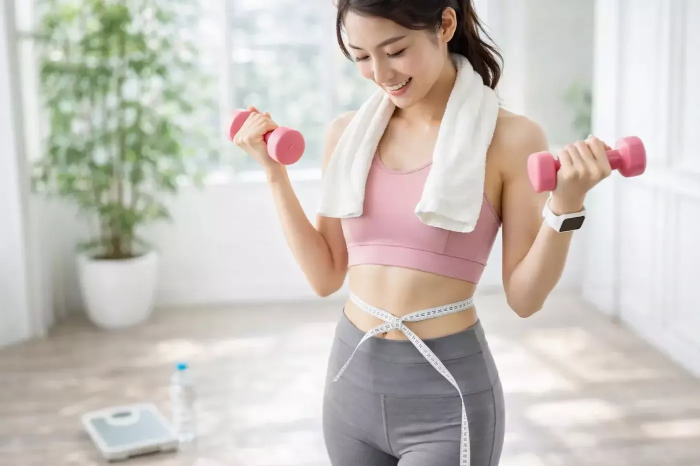 ダンベルを持つ女性(イメージ)